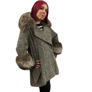 Vintage Peacoat with Fur accents